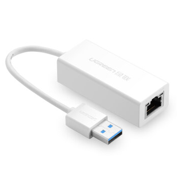 绿联（UGREEN）20255 USB3.0有线千兆网卡 USB转RJ45网线接口 苹果Mac Pro笔记本外置网卡转换器 白色