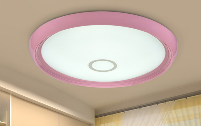 雷士照明（NVC）EPX9008  18W 现代简约粉色圆形LED吸顶灯   二级调光带小夜灯  400*100MM
