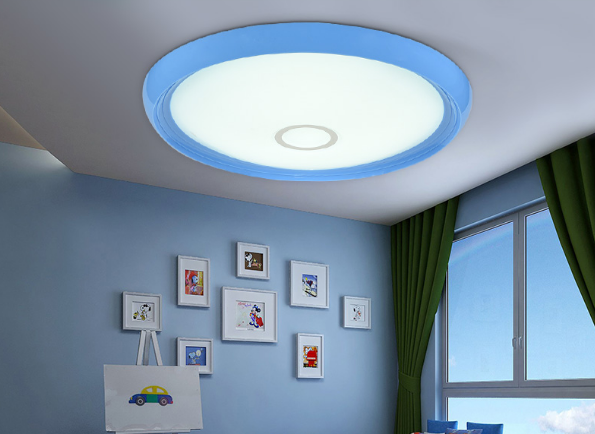 雷士照明（NVC）EPX9008  18W 现代简约蓝色圆形LED吸顶灯   二级调光带小夜灯  400*100MM