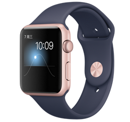 苹果手表（Apple）Apple Watch Series 2玫瑰金色铝金属表壳搭配午夜蓝色运动型表带Series1