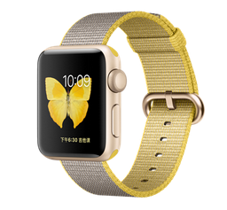 苹果手表（Apple）Apple Watch Series 2金色铝金属表壳搭配黄配浅灰色精织尼龙表带