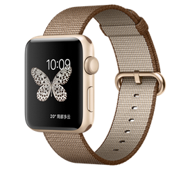 苹果手表（Apple）Apple Watch Series 2金色铝金属表壳搭配咖啡配焦糖色精织尼龙表带