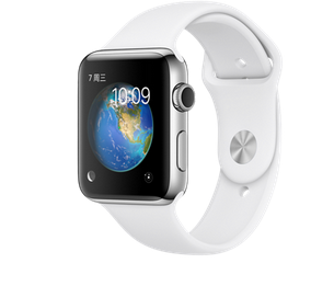 苹果手表（Apple）Apple Watch Series 2不锈钢表壳搭配白色运动型表带42毫米