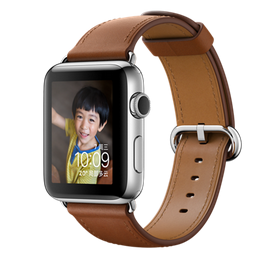 苹果手表（Apple）Apple Watch Series 2不锈钢表壳搭配鞍褐色经典扣式表带42毫米