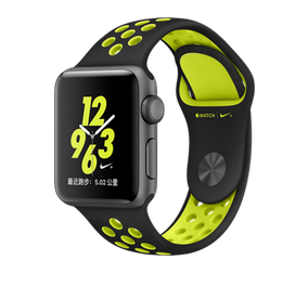 苹果手表（Apple）Apple Watch Nike+深空灰色铝金属表壳搭配黑配荧光黄色 Nike 运动表带42毫米