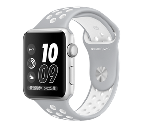 苹果手表（Apple）Apple Watch Nike+银色铝金属表壳搭配冷银配白色 Nike 运动表带42毫米