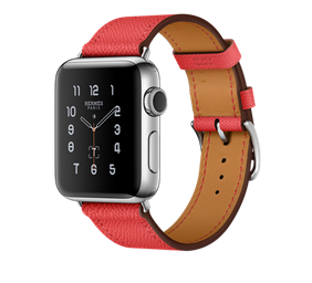 苹果手表（Apple）Apple Watch  Hermès不锈钢表壳搭配 Rose Jaipur Epsom 丹霞色 Single Tour 皮革表带