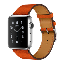 苹果手表（Apple）Apple Watch  Hermès不锈钢表壳搭配 Feu Epsom 焰橙色 Single Tour 皮革表带