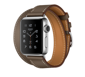 苹果手表（Apple）Apple Watch  Hermès不锈钢表壳搭配 Étoupe Swift 灰褐色 Double Tour 皮革表带