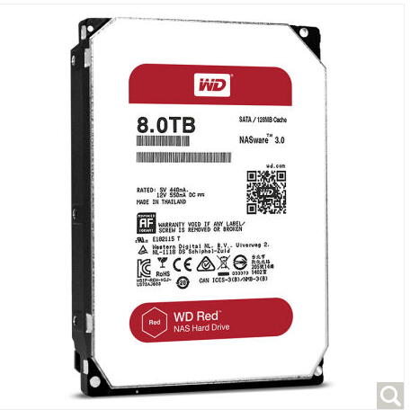 西部数据(WD)红盘 8TB SATA6Gb/s 128Mb 台式机硬盘(WD80EFZX)