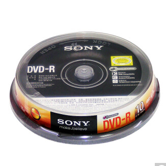 索尼（SONY） 空白 光盘 刻录盘 DVD 刻录碟片 DVD-R 10片桶装